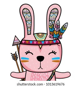 cute rabbit animal with arrows and feathers