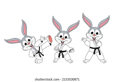 caricatura de animales de conejo lindo karate