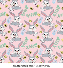 patrón de dibujos animados de animales de conejo lindo