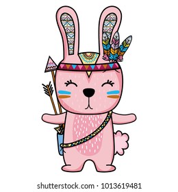 cute rabbit animal with feathers and arrows