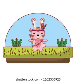 cute rabbit animal with feathers and arrows