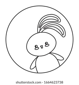 cute rabbit animal in frame circular vector illustration design