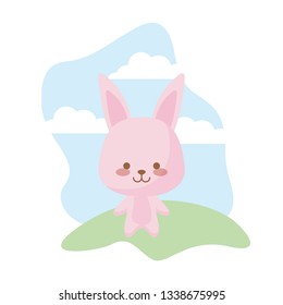 cute rabbit animal in landscape