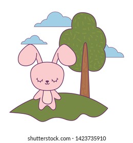 cute rabbit animal in landscape