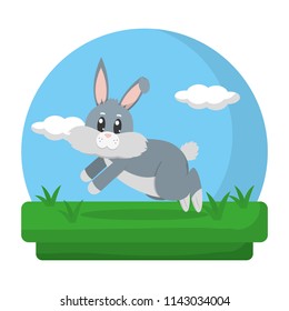 cute rabbit animal running in the landscape