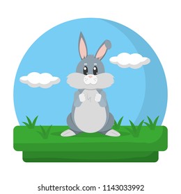 cute rabbit animal standing in the landscape