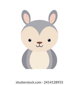 Cute rabbit animal sticker. Cute animal face cartoon vector illustration