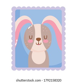 dibujos animados de animales de conejo lindo marca postal de correo ilustración vectorial