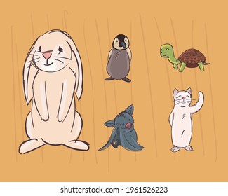 Cute rabbit and animals cartoons