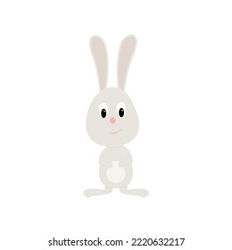 Cute rabbit, Animals. Little funny bunny isolated on white background. Vector illustration.