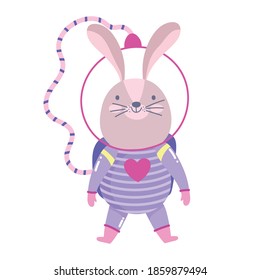 cute rabbit with astronaut suit space adventure galaxy cartoon vector illustration