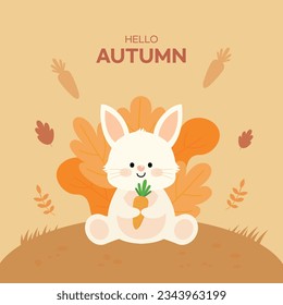 A cute rabbit with an autumn background