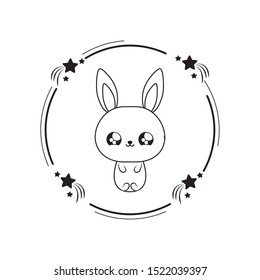 cute rabbit baby animal kawaii style vector illustration design