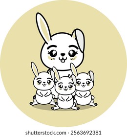 Cute rabbit and baby clip art
