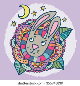 Cute rabbit - baby shower or easter illustration