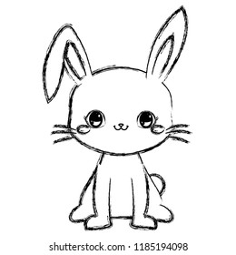 cute rabbit baby sitting cartoon