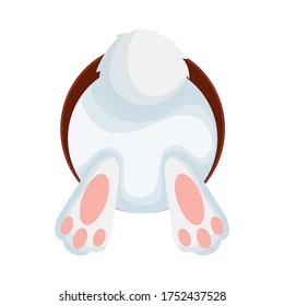 cute rabbit back in hole happy easter character vector illustration design