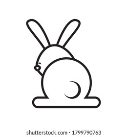 diseño de ilustración vectorial de estilo de línea trasera de conejo lindo