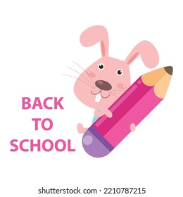 cute rabbit back to school isolated on white background
