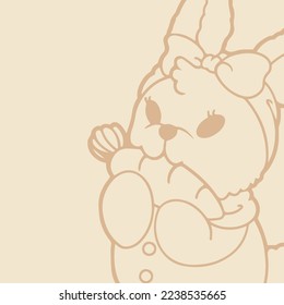 Cute Rabbit in Background for Banner or Blank Note