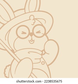 Cute Rabbit in Background for Banner or Blank Note