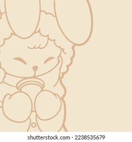 Cute Rabbit in Background for Banner or Blank Note