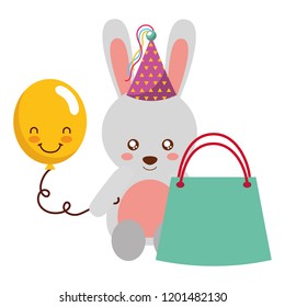 cute rabbit bag and balloon kawaii birthday