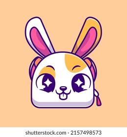 Cute Rabbit Bag Cartoon Vector Icon Illustration. Animal Education Icon Concept Isolated Premium Vector. Flat Cartoon Style