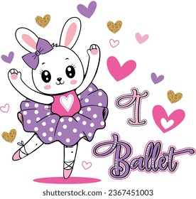 cute rabbit ballet graphic tees for girl design