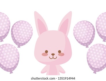 cute rabbit with balloons helium
