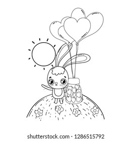 cute rabbit with balloons helium valentines day