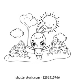 cute rabbit with balloons helium valentines day