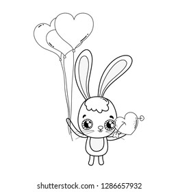 cute rabbit with balloons helium valentines day