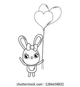 cute rabbit with balloons helium valentines day