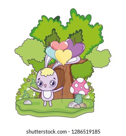 cute rabbit with baloons helium valentines day