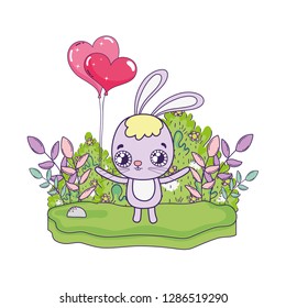 cute rabbit with baloons helium valentines day