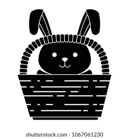 cute rabbit in basket easter celebration