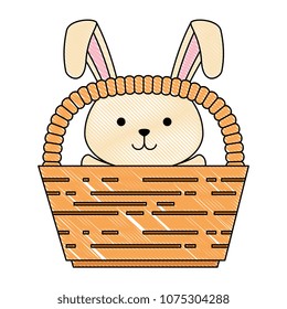 cute rabbit in basket easter celebration