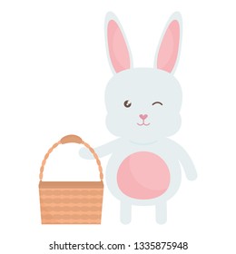 cute rabbit with basket empty character