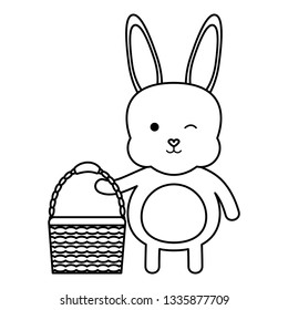cute rabbit with basket empty character