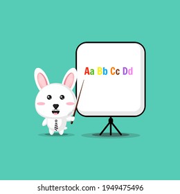 Cute rabbit becomes teacher vector design