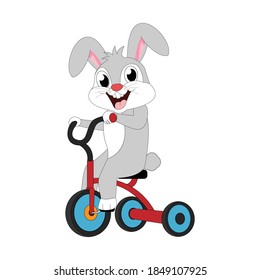 cute Rabbit with bicycle, simple vector illustration