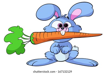 cute rabbit with big carrot
