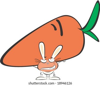 Cute Rabbit and Big Carrot Character isolated on white background : vector illustration