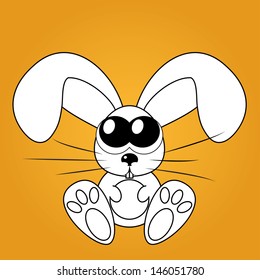 Cute rabbit with big eyes, vector illustration