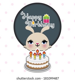 cute rabbit birthday card 