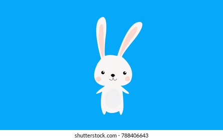 Cute Rabbit blue background