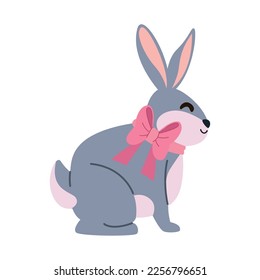cute rabbit with bow character