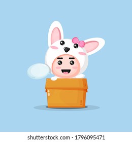 Cute rabbit in the box