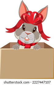Cute rabbit in the box illustration
